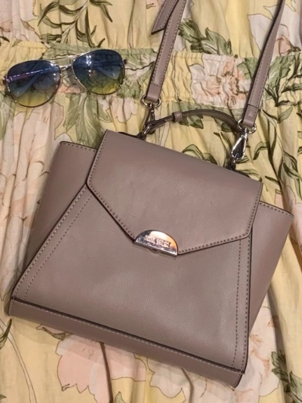 Nine West Michel Satchel Crossbody Purse Bag Taupe NWOT